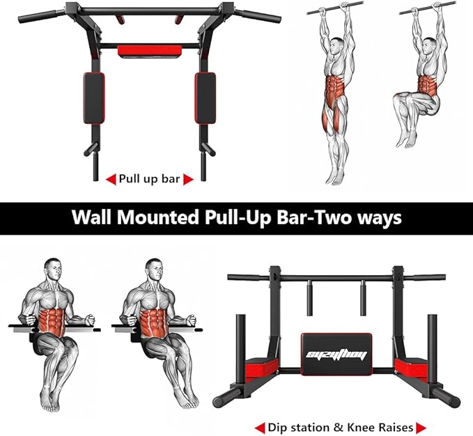Multifunctional Wall Mounted Pull Up Bar Chin Up bar 440Lbs