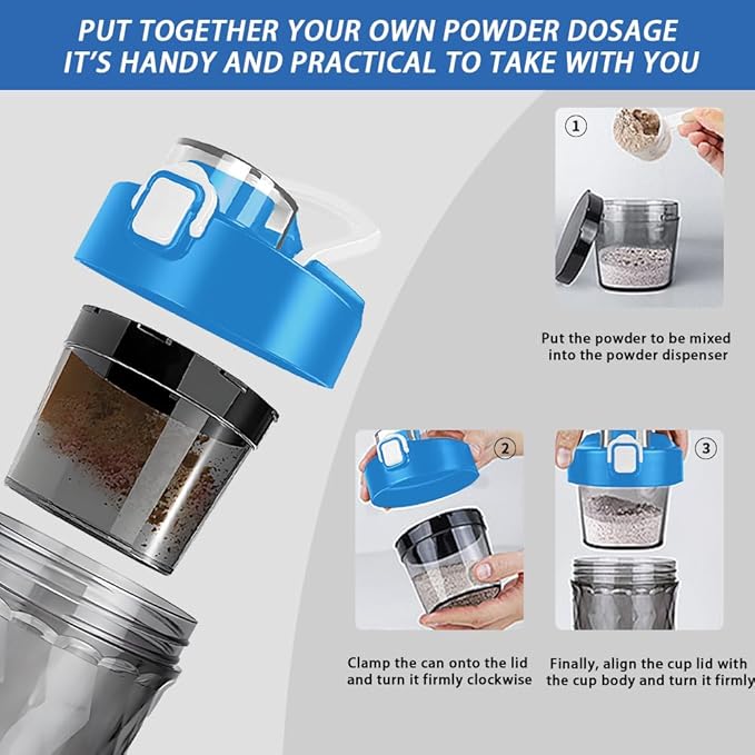 Electric Protein Shaker Bottle, USB Rechargeable Mixing Cup, Water Drink Mixer Portable Bottles for Gym Sport (Blue)