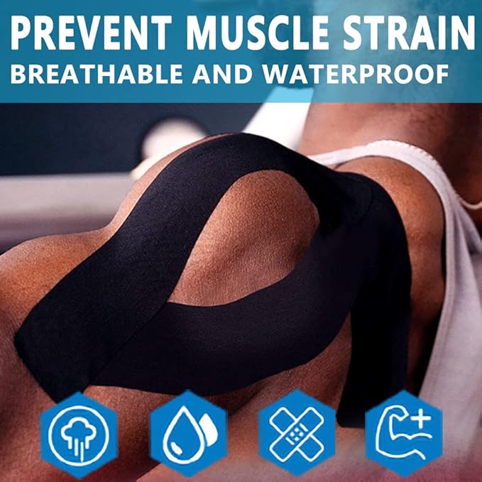 Kinesiology Tape Pro 2 Rolls, 2 Inch High Elasticity Sports Tape Therapeutic Pain Relief–Physio Tape for Muscle Recovery & Joint Support, Waterproof & Hypoallergenic & Breathable–Beige