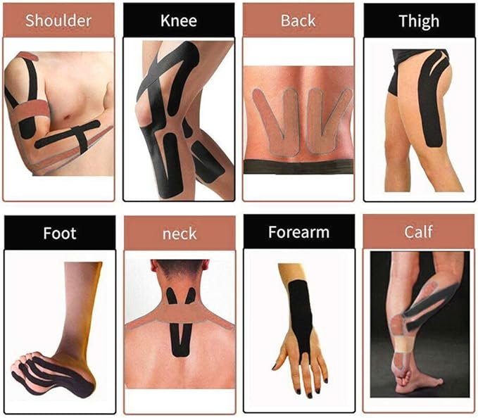 4 Rolls Kinesiology Tape, Waterproof Breathable Muscle Tape Athletic Elastic Tape 16.5ft Uncut Rolls for Knee Pain, Elbow & Shoulder Muscle for Sport Gym Fitness Running, 4 Rolls, Skin Color