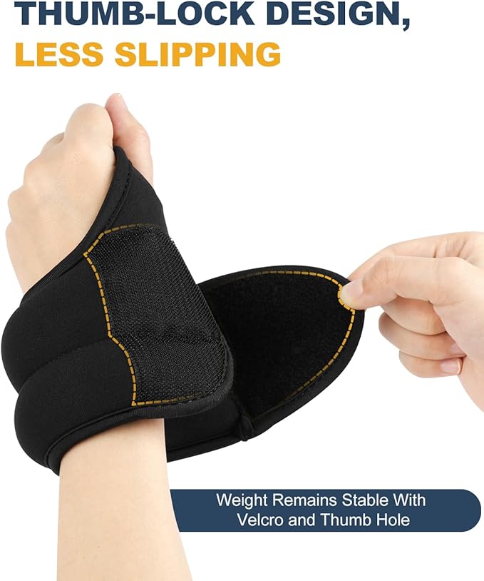 Wrist Weights with Thumb Loops Lock for Women Men, Set of 2, 0.5lb 1lb 2lbs Each, Arm Ankle Weights Set for Walking Running Aerobic Weightlifting Gymnastic Aerobic Jogging Training Cardio