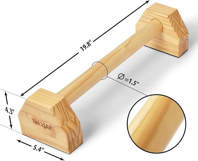 Yes4All Steel/Solid Wood Push Up Stand Parallel Bars