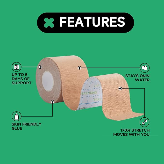 Kinesiology Tape for Knees | Sports Tape,Kinetic Tape, Elastic Athletic Tape for Protecting Knees, Shoulders | Waterproof Physio Tape and Hypoallergenic| 2" x 16 ft,Royal Blue