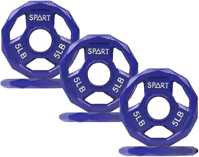 SPART Color Coded Weight Plate 2-Inch Cast Iron 2.5/5/10/15/25/35/45LB, Single/Pair/Set