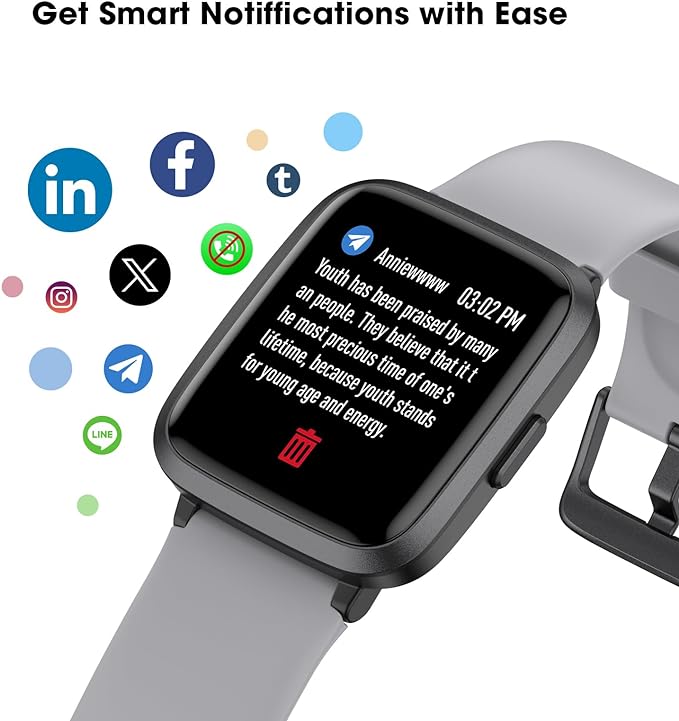 Fitness Tracker Watch with Heart Rate Monitor 5ATM Waterproof