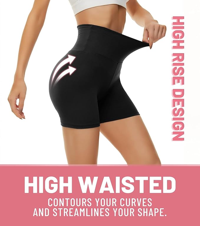 CAMPSNAIL Workout Biker Shorts Women - 3"/5"/8" High Waisted Tummy Control Spandex Booty Volleyball Shorts for Yoga Dance