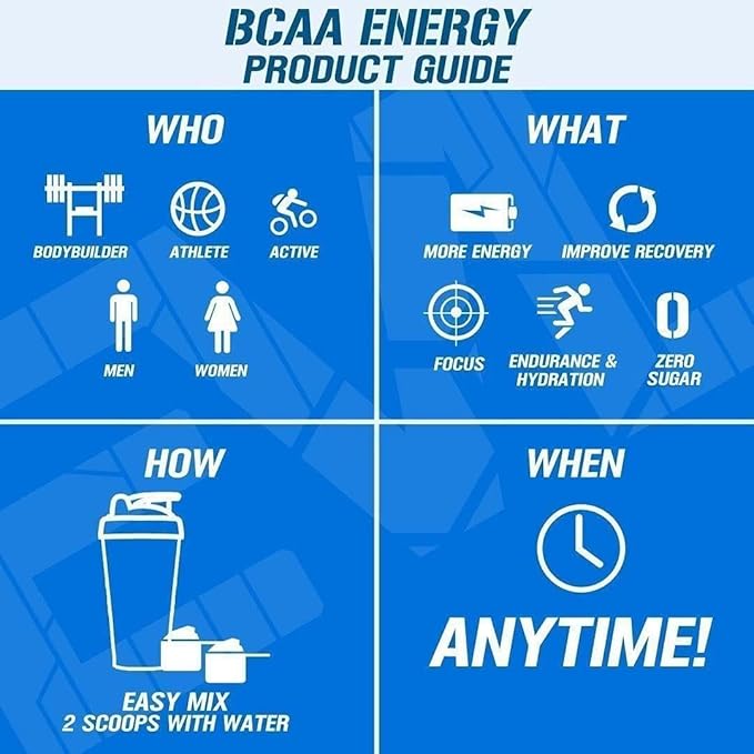 EVL BCAAs Amino Acids Powder - BCAA Energy Pre Workout Powder for Muscle Recovery Lean Growth and Endurance - Rehydrating Post Workout Recovery Drink with Natural Caffeine - Furious Grape