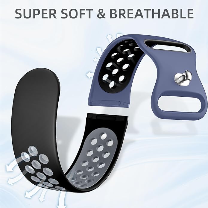 Maledan 4 Pack Sport Band Compatible With Fitbit Versa 3/4 and Sense/Sense 2 Smart Watch, Soft Wristband Replacement Accessories for Women and Men