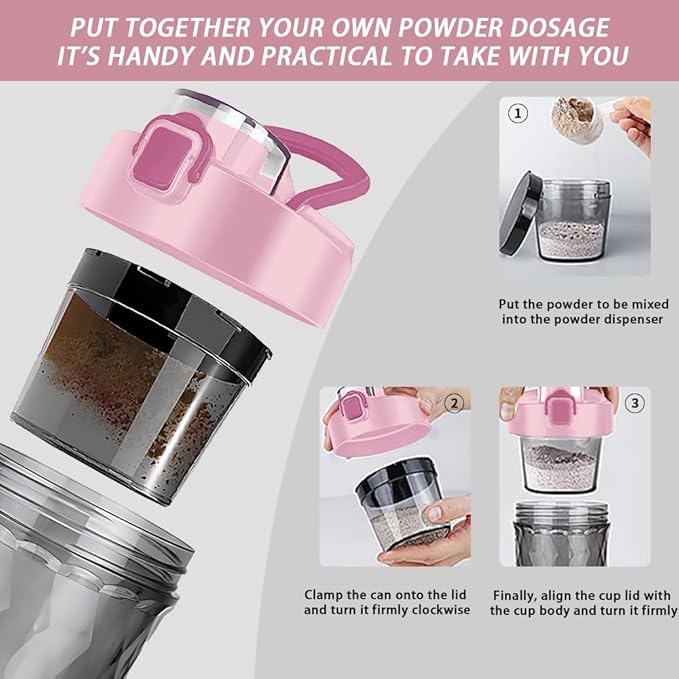 Electric Protein Shaker Bottle, USB Rechargeable Mixing Cup, Water Drink Mixer Portable Bottles for Gym Sport (Pink)
