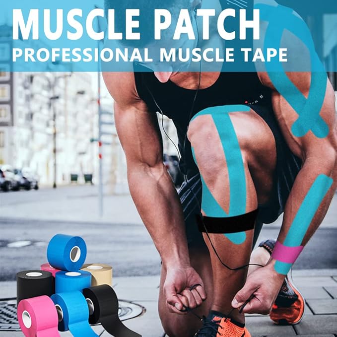 Kinesiology Tape Pro 1/2 /5 Rolls, 2 Inch High Elasticity Sports Tape Therapeutic Pain Relief–Physio Tape for Muscle Recovery & Joint Support, Waterproof & Hypoallergenic & Breathable–Beige