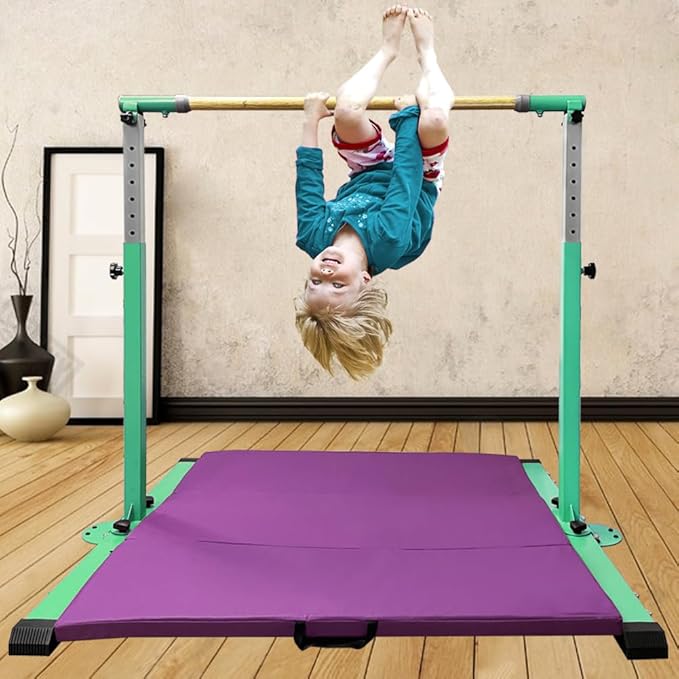 Gymnastics Kip Bar for Home Indoor Training 3' - 5' Gym Equipment,1-4 Levels,300lbs Levels,300lbs Weight