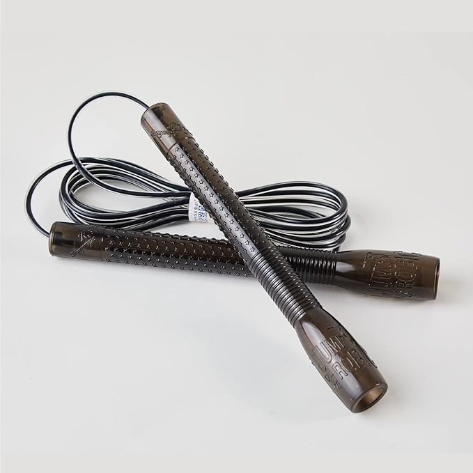 Exercise Jump Rope for Cardio, Boxing, CrossFit - Adjustable Skipping Rope for Men and Women, Lightweight, Tangle Free, Made in Korea(Crystal Gold Jumprope, UA-430)