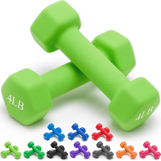 Portzon Weights Dumbbells 10 Colors Options Compatible with Set of 2 Neoprene Dumbbells Set,1-15 LB, Anti-Slip, Anti-roll, Hex Shape for Shoulder,Neck, and Hand Training for Seniors