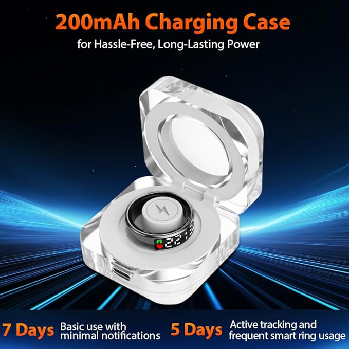 Smart Ring Health Tracker with LED Display Screen, IP68 Waterproof Fitness Tracker, Bluetooth Connection Health Ring Compatible with iOS/Android, Activity Tracker/Heart Rate/Blood Oxygen/Sleep/Step