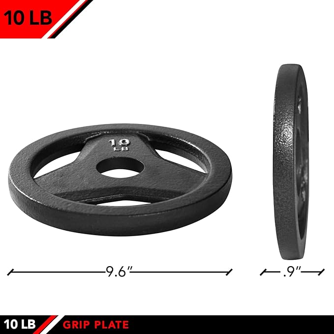JFIT Olympic 2" Cast Iron Grip Plate OR 2" Rubber Bumper Plates for Barbell - Singles OR Pairs - 6 Weights Available (2.5lbs to 45lbs) Plates for Strength Training, Weightlifting, Bodybuilding