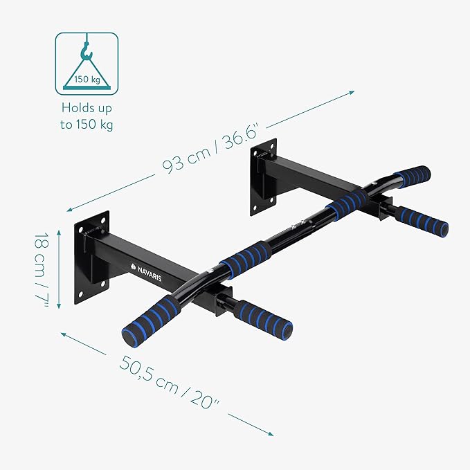 Navaris Pull Up Bar - Wall Mounted Chin 36.6x19.8x7.1 inches