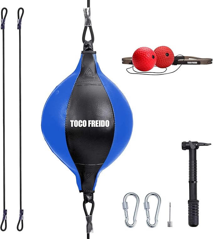 TOCO FREIDO Double End Punching Ball, Speed Bag with Difficulty Levels Boxing Reflex Ball with Headband, Perfect for Reaction, Agility, and Hand Eye Coordination Training