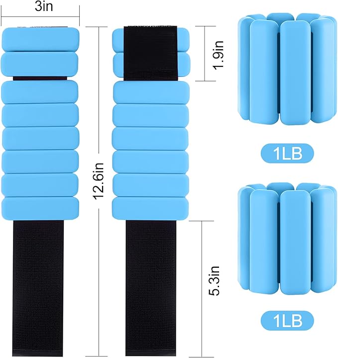 Wearable wrist weights and ankle weights ,1-2 lb.