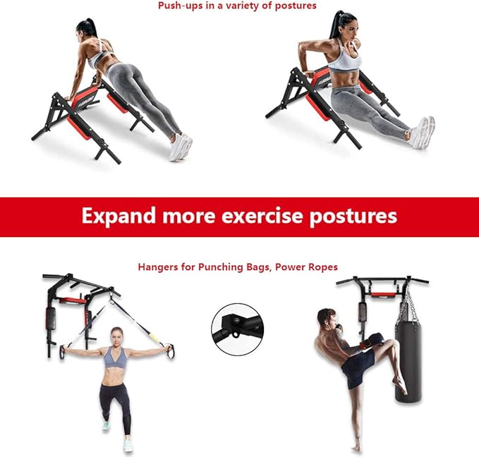BESTHLS Wall Mounted Pull Up Bar and Dip Station 440 Lbs