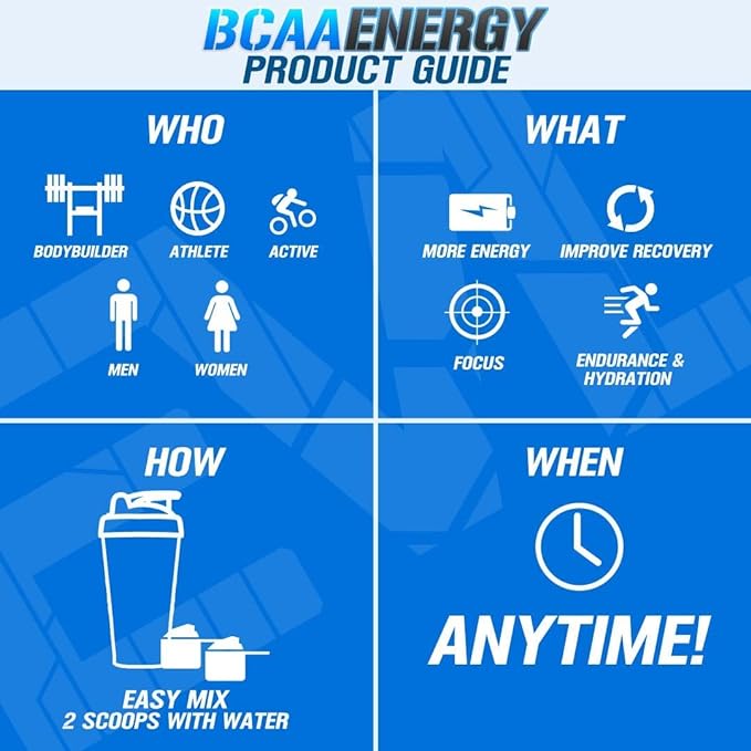 EVL BCAAs Amino Acids Powder - BCAA Energy Pre Workout Powder for Muscle Recovery Lean Growth and Endurance - Rehydrating Post Workout Recovery Drink with Natural Caffeine - Fruit Punch