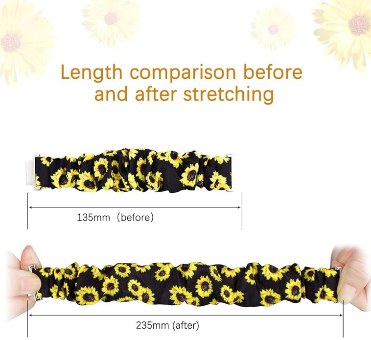 Compatible for FITVII Nexa, HM21, HM68, H86, HM57, HM78, H56 Smart Watch Fitness Tracker Bands, 18mm, 20mm, 22mm Fabric Elastic Scrunchie Elastic Women Cute Replacement Straps