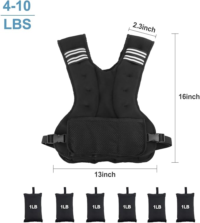 Adjustable Weighted Vest for Men Women Weights Included, 4-10lbs/11-20lbs Body Weight Vests Adjustable for Running, Training Workout, Jogging, Walking