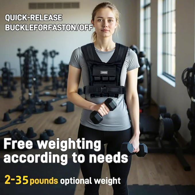 Men's Weighted Vests for Men Women, Slim Design 18lb 28lb 35lb Weighted Workout Vests With Adjustable Iron Weights, Heavy Duty Weighted Vest for Women Running Functional Fraining Machine washable