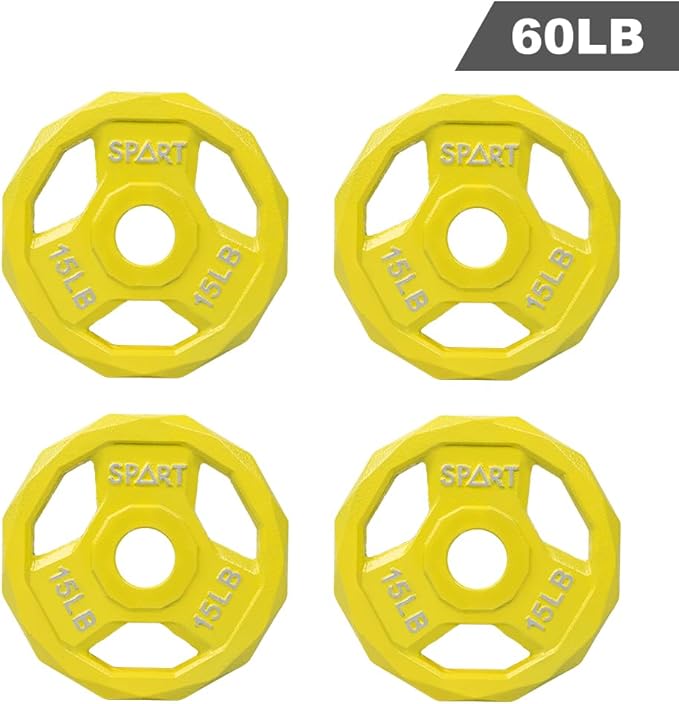 SPART Color Coded Weight Plate 2-Inch Cast Iron 2.5/5/10/15/25/35/45LB, Single/Pair/Set