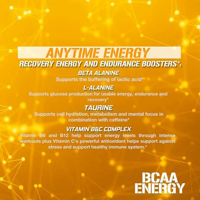 EVL BCAAs Amino Acids Powder - Rehydrating BCAA Powder Post Workout Recovery Drink with Natural Caffeine - BCAA Energy Pre Workout Powder for Muscle Recovery Lean Growth and Endurance - Orange Blast