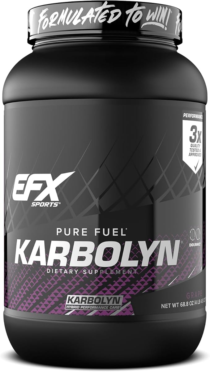 EFX Sports Karbolyn Fuel | Fast-Absorbing Carbohydrate Powder | Carb Load, Sustained Energy, Quick Recovery | Stimulant Free | 36 Servings (Grape)