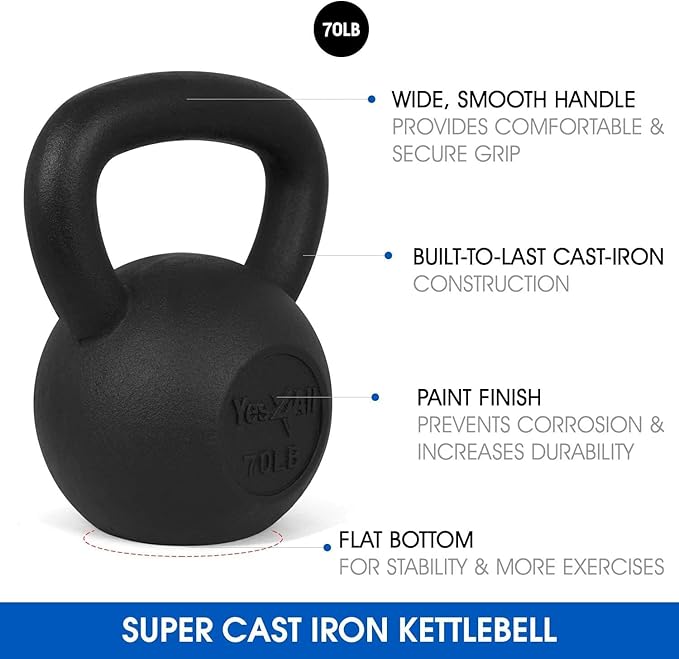 Yes4All Kettlebell Adjustable/Cast Iron/Protective Base Solid Smooth
