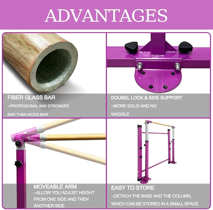 Gymnastics Kip Bar for Home Indoor Training 3' - 5' Gym Equipment,1-4 Levels,300lbs Levels,300lbs Weight