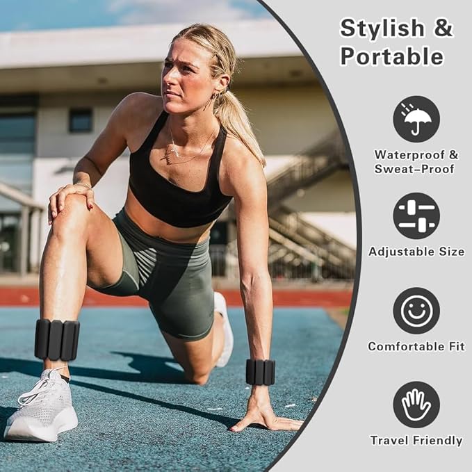 Vanleonet Wrist Ankle Weights for Women,Adjustable Wearable Strong Arm & Leg Weights Set of 2(1Lbs Each),Comfortable and Breathable for Yoga, Barre, Pilates, Swimming, Cardio, Aerobics, Gym