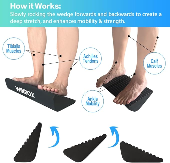 Squat Wedge and Slant Board for Calf Stretching, Foot Stretcher for Physical Therapy, Calf Stretcher for Improving Mobility Balance and Strength Performance