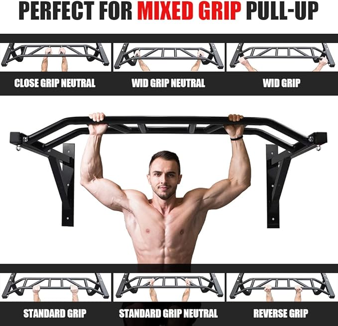 ptlsy Wall Mounted Pull Up Bar Multifunctional 440 Lbs
