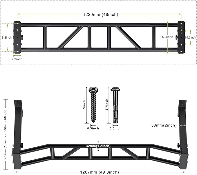 Kipika 48" Ceiling Mounted Pull Up Bar
