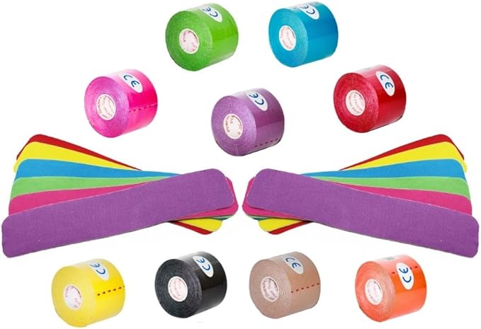 PreCut Kinesiology Tape Sport Pro (20 Pre Cut 10 Inch Strips per Roll) Athletic Recovery Muscle Support Physio TheWrapeutic Aid (Pink) (Single Roll)