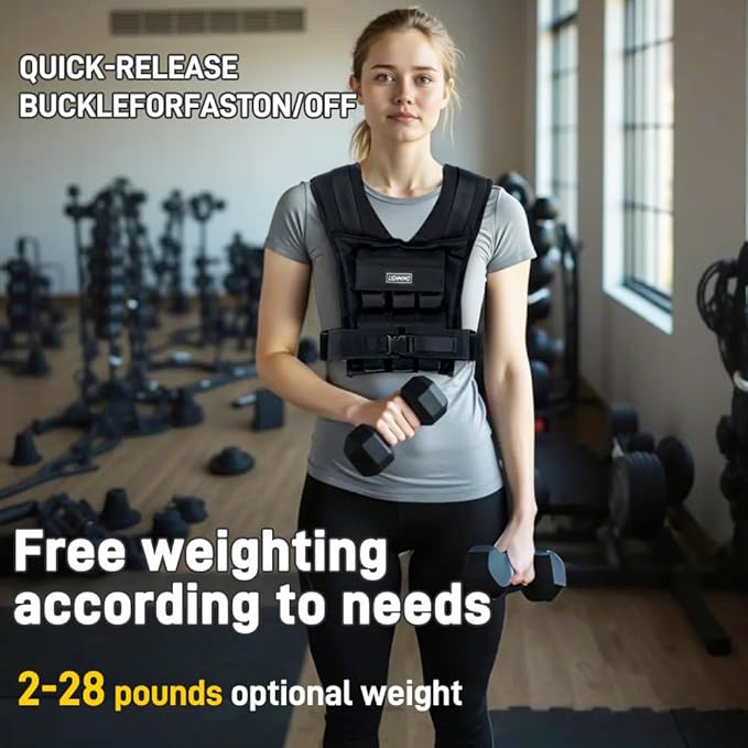 Men's Weighted Vests for Men Women, Slim Design 18lb 28lb 35lb Weighted Workout Vests With Adjustable Iron Weights, Heavy Duty Weighted Vest for Women Running Functional Fraining Machine washable