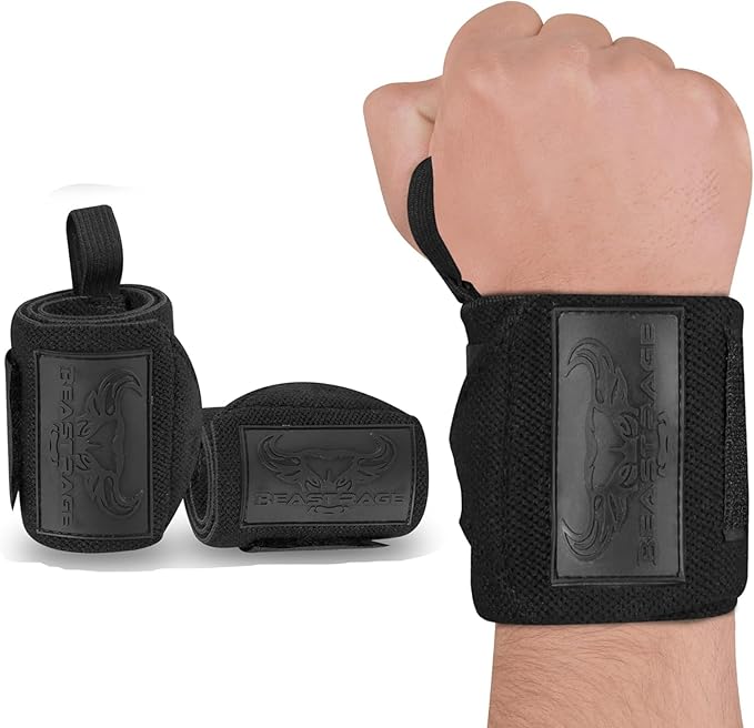 BEAST RAGE Wrist Wraps for Weightlifting - Adjustable Lifting Straps With Thumb Loop for Enhanced Gym Support, Powerlifting, Bodybuilding and Workout