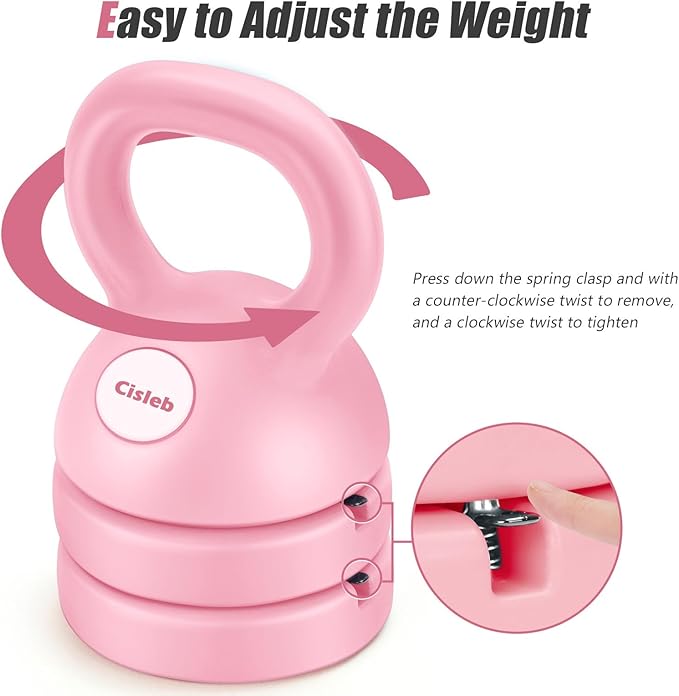 Adjustable Kettlebell Weight Set: 3-in-1 Kettlebells (5lbs 8lbs 12lbs) for Home Gym Full-Body Workout Strength Training Weight Loss | Good for Beginners
