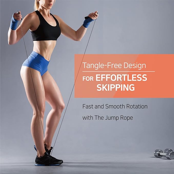 Exercise Jump Rope for Cardio, Boxing, CrossFit - Adjustable Skipping Rope for Men and Women, Lightweight, Tangle Free, Made in Korea(Crystal Gold Jumprope, UA-430)