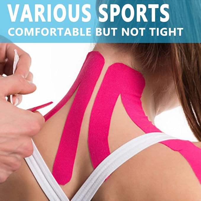 Kinesiology Tape Pro 2 Rolls, 2 Inch High Elasticity Sports Tape Therapeutic Pain Relief–Physio Tape for Muscle Recovery & Joint Support, Waterproof & Hypoallergenic & Breathable–Beige