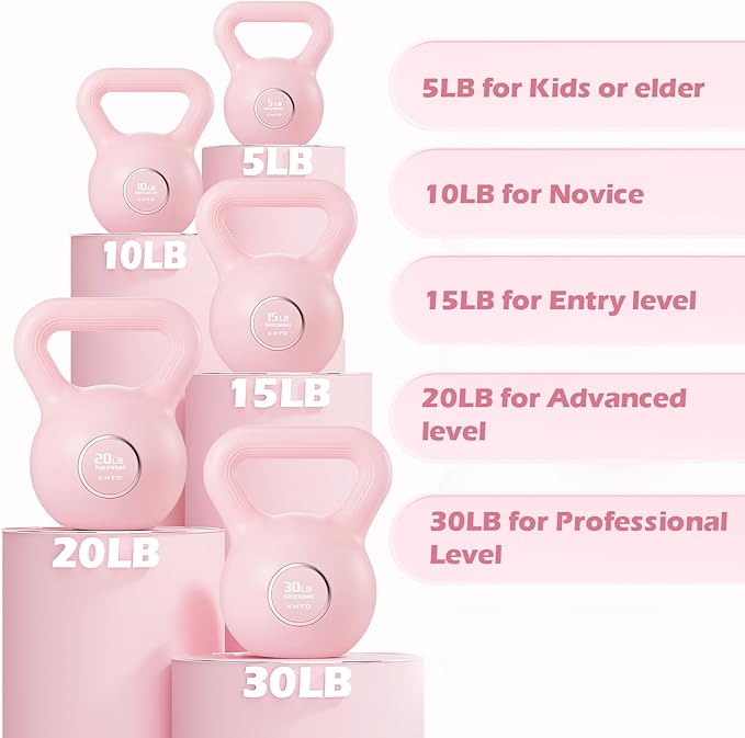 KHTO Kettlebells Fitness Exercise-Pink Strength Training Kettlebell Sets
