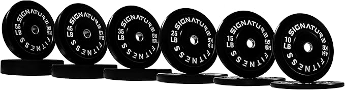 Signature Fitness 2" Olympic Bumper Plate Weight Plates 7FT Olympic