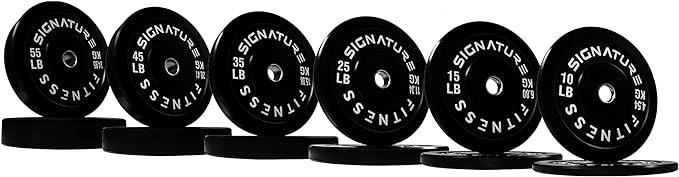 Signature Fitness 2" Olympic Bumper Plate Weight Plates 7FT Olympic