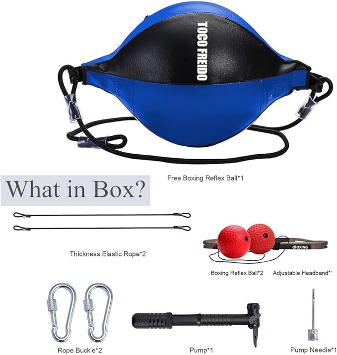 TOCO FREIDO Double End Punching Ball, Speed Bag with Difficulty Levels Boxing Reflex Ball with Headband, Perfect for Reaction, Agility, and Hand Eye Coordination Training