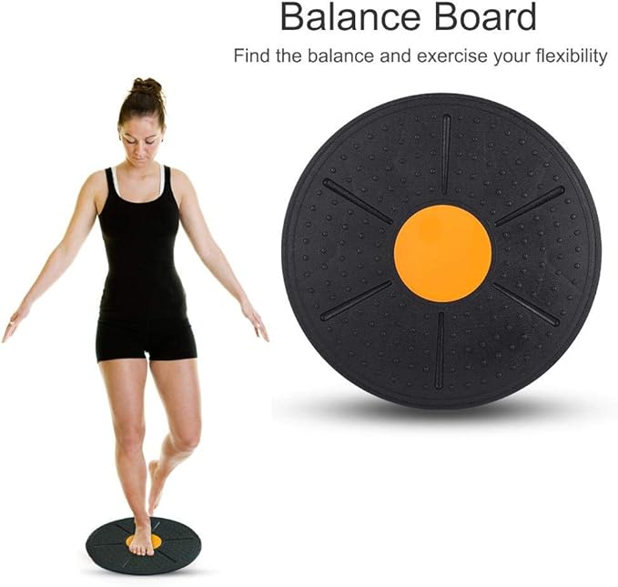 VGEBY Wobble Balance Board, Plastic Workout Stability Disc Yoga Training Fitness Exercise Stability Balancing Trainer(Orange) Yoga Supplies