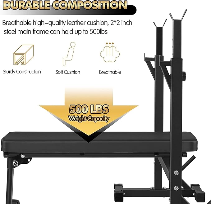 Bench Press, CANPA Olympic Weight Bench with Squat