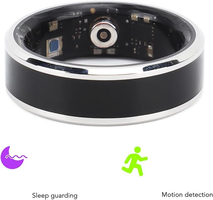 Fitness Smart Ring, Smart Health Ring, Sports Smart Ring Health Tracker for Women & Men, Continuously Records Sleep Quality, Heart Rate, Temperature, Blood Oxygen and Pedometer