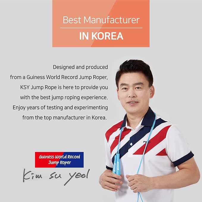 Exercise Jump Rope for Cardio, Boxing, CrossFit - Adjustable Skipping Rope for Men and Women, Lightweight, Tangle Free, Made in Korea(Crystal Gold Jumprope, UA-430)